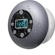 Shower Radio Bluetooth Speaker 5.0, CIYOYO Waterproof Wireless Bathroom Music with Suction Cup FM Microphone 10 Hours LCD Clock Display SD Card Playing