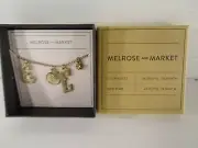 Nordstrom Melrose and Market Initial Charm Pendant Bracelet Gold E NIB 50