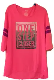 NEW Danskin WOMENS 3/4 Sleeve Motivation Tees Pink Loose Fit Large