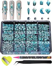 Nails Art Rhinestone Kit,Flatback Gems Kit | Shiny Stones Jewelry Charm, Nail Decorations With Tweezers Drill Pen For Daily Party Dating
