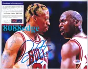 "DENNIS RODMAN" SIGNED AUTO PSA/DNA AUTHENTICATED 10x8 AUTOGRAPH"MICHAEL JORDAN"