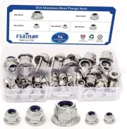 Flange Nylon Inserted Lock Nuts Assortment Kit,304 Stainless Transparent