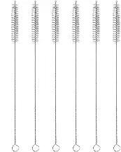 TORMEN Straw Cleaner Brush Set Bendable Brush Nylon Bristles Stainless Steel Handle Be Used to Clean Pipe, Narrow Tube, Coffee Pot, and Other Hard to Access Corners(200 * 50 * 10 White Brush*6