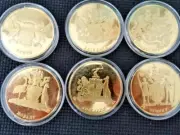 6 1978 Franklin Mint "Cities" Proof medallions 18g, .5 silver, 24 carat gold,