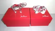 LOT 2 NEW IN BOX VTG 70s 80s BACCARAT ANIMAL ELEPHANT BEAR CRYSTAL PAPERWEIGHTS