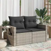 Garden Sofa with Cushions 2-Seater Sofa Couch Patio Backyard Poly Rattan vidaXL
