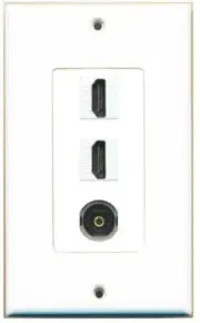2 Port HD 1 Port Toslink Wall Plate DecorZ White