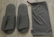 American Airlines Flagship First Class Nest Bedding Gray Slippers New