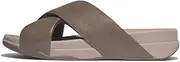 [FitFlop] Men's Surfer Tumbled-Leather Cross Slides Sliding Sandals