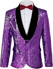 [DZMDIP] Mens Sequin Blazer Metallic Disco Prom Shiny Jacket Wedding Party Banquet Tuxedo