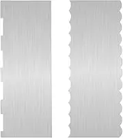 EverVanz 2 Pack Stainless Steel Cake Scraper Cake Decorating Tools Edge Side Jagged Wave Double Sided Patterned Comb Metal Cake Carving Smoothing Cream Pastry Baking(CS-21，CS-25) G_11