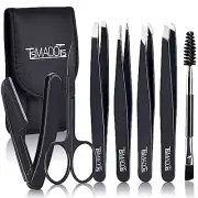 7 Pack Stainless Steel Tweezers with Curved Scissors for Eyebrows Splinter
