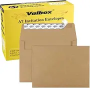 ValBox 100 Qty A7 Invitation Envelopes 5 x 7, 120GSM Brown Kraft Paper Envelopes | for 5x7 Cards, Self Seal, Weddings, Invitations, Baby Shower, Stationery, Offce | 5.25 x 7.25 Inches