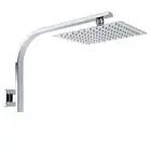 WELS Square 8" SUS304 Rainfall Shower Head Set Gooseneck Shower Arm Wall Mounted