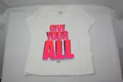 928X02 Champion CC190A C9 Girls Graphic "Give Your ALL" Shirt Large (6-8) White