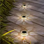 3 Pack LED Solar Outdoor Lights Flower Garden Landscape Step Porch Wall Lights