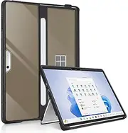 FFENDOUNIU Case for Microsoft Surface Pro 11 /Surface Pro 10 /Surface Pro 9 /Surface Pro 8 13-Inch, All-in-one Rugged Case Compatible with Type Cover Keyboards (Transparent Grey)