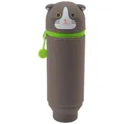 PuniLabo Single Zip Stand Up Silicone Pencil Case Brown Cat