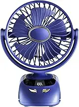 Clip Fan, Clip and Desk Personal Rechargeable Fan with Sturdy Clamp,5 Speed,6 Inch, Quiet Stepless Speed Regulation 180° Rotation, Portable Desk Fan with Clip for Office Home Stroller Car (Blue)