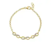 9kt Yellow Gold Silver Infused Crystal Infinity Bracelet