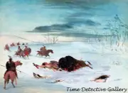 Dying Buffalo Bull in a Snowdrift by George Catlin - 1838 - Historic Art Print