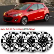 15'' Set of 4 Snap-On Hubcaps Cover Fits R15 Steel Rims For Mazda 2 2011-2014