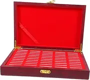 SEWACC 1Pc Wooden Coin Box Coin Holder with Inner Padding Commemorative Coin Storage Box for Collectors Compact Design Wood Container for Coins Elegant