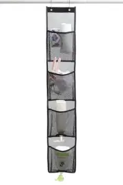 Mesh Shower Caddy Hanging Bathroom Organizer Curtain Pockets For Accessories