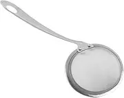 Stainless Steel Small Kitchen Skimmer Strainer, Fine Mesh Skimmer Strainer Ladle Multi-Functional Hot Pot Fat Skimmer Spoon Fine Mesh Food Strainer for Grease, Gravy and Foam (Silver, One Size)