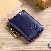Genuine Leather MenWomen Key Wallet RFID Blocking Card Holder Waist Hanging Anti-theft Brush Cowhide Wallet Holder Keychain Zipper Coin Purse Pocket Cash Slim