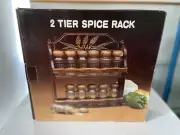Vintage Wooden Mid Century Spice Rack NIB Made In Taiwan 2 Tier New Old Stock