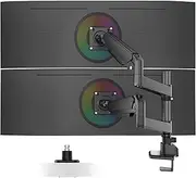 Dual Monitor Mount for Heavy Duty Ultrawide Screens, Tall Monitor Arm for 2 Monitors, Fits 13 to 49 Inch, Holds Up to 44lbs, 75/100 VESA Mount, Perfect for Samsung G9 LG, Black