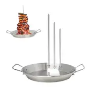 Stainless Steel BBQ Vertical Skewer Spit Stand For Grill with 3 Removable Spikes