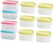 LABRIMP 10pcs Mini Crisper Food Storage Containers Sealed Square Lunch Boxes for Refrigerator Microwave Versatile Kitchen Organizer Colors