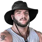 Fishing Hat UPF 50+ Wide Brim Sun Hat for Women Mens Sun Hat 7-7 1/2 Black