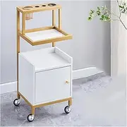 Salon Trolley Iron Frame Salon Cart Hair Dryer Placement Bucket Salon Rolling Cart with Pull Handle Storage Trolley Cart
