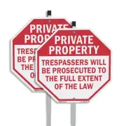 Private Property Trespassers Will Octagon Sign With Stake Weather Resistant