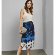 Ted Baker Midi Skirt Floral Side Slit High Rise Straight Colorful US 2 $175 NWT