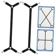 Bed Sheet Fasteners Straps Adjustable Bed Sheet Holder Bands with 2 Pcs Black