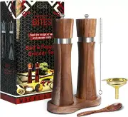 Wooden Salt Pepper Grinder Set Manual 8" Salt Pepper Shakers Refillable Cleaning
