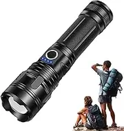 USB Rechargeable Flashlight | Zoomable Bright Outdoor Flashlight,High Lumens, Camping Accessories, USB Rechargeable Handheld Hiking Light for Night Fishing