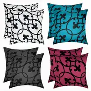 Luxton Swirl Floral Cushion Cover 2PCS Modern Decorative Cushion Covers 45x45cm ( Black White / Teal Green / Charcoal Grey / Red)