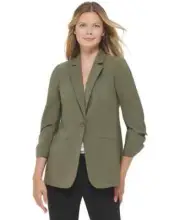 Calvin Klein Infinite Stretch 3/4 Sleeve One Button Blazer Women's 12 Capers