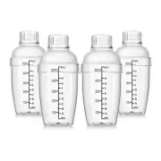 4 Pcs Plastic Cocktail Shaker Hand Drink Mixer Shaker with Scales and8918