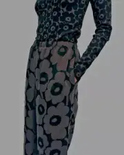 NWT $310 Marimekko Moreski Unikko Anthropologie Floral High Rise Silky Straight