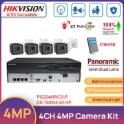 Hikvision 4CH POE NVR Dual Light ColorVu+IR 4MP Panoramic IP Camera System Audio