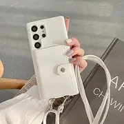 for Galaxy A34 Crossbody Phone Case Wallet Card Holder Cover(for Galaxy A34/White)