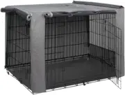 Folding Metal Dog Crate Cover for 48 Inch Wire Pet Cage Two Tone Gray