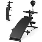 Adjustable Foldable Curved Decline Sit Up Bench w/Speed Ball &2 Resistance Bands