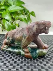 540g Natural ocean jasper Quartz hand carved Crystal tiger skull healing